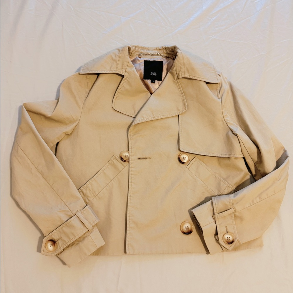 River Island Cropped Trench Jacket Size US Small